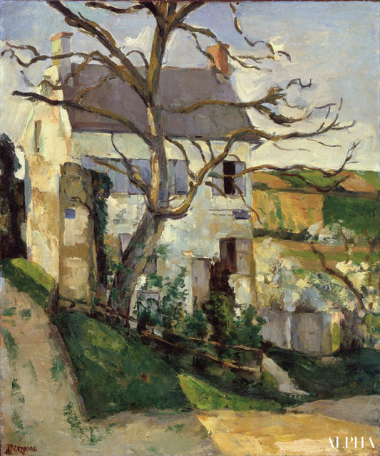 Maison derrière arbre dépuillé - Paul Cézanne - Reproductions de tableaux et peintures haut de gamme