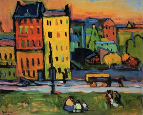 maisons à Munich - Vassily Kandinsky image 1 copie de tableau peinte à la main