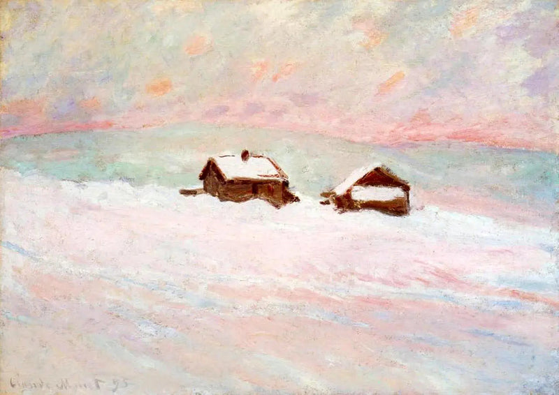 雪の中の家々、ノルウェー - クロード・モネ