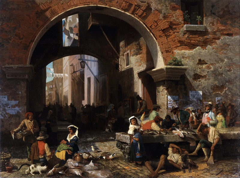 ローマの魚市場。オクターブのアーチ - アルバート・ビアシュタット

Source:
Marché au poisson romain. Arc d'Octave - Albert Bierstadt