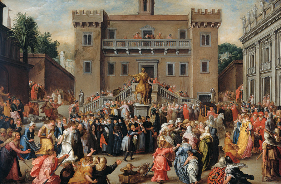 La marche des femmes romaines sur le Capitole de Rome - Pieter Isaacsz
