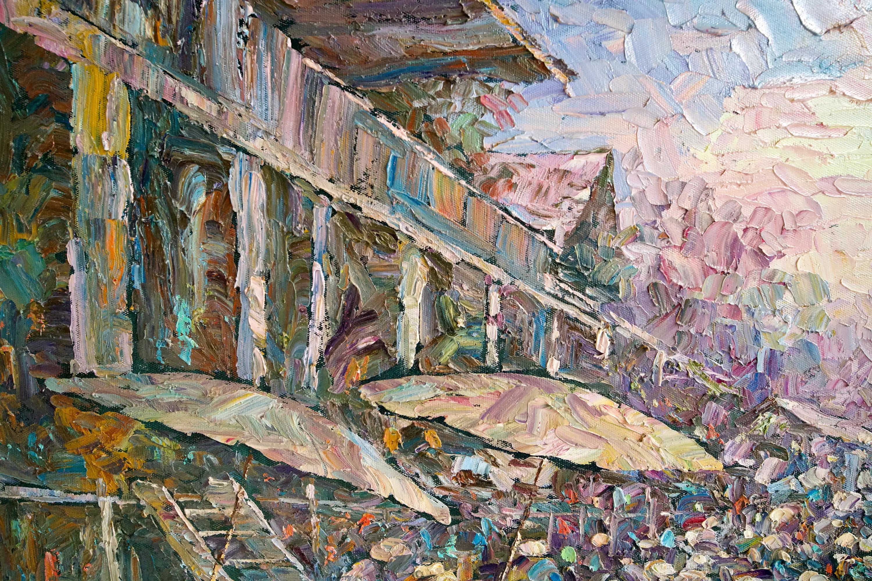 Marché flottant | 145 x 105 cm Reproductions de tableaux à la peinture à l’huile