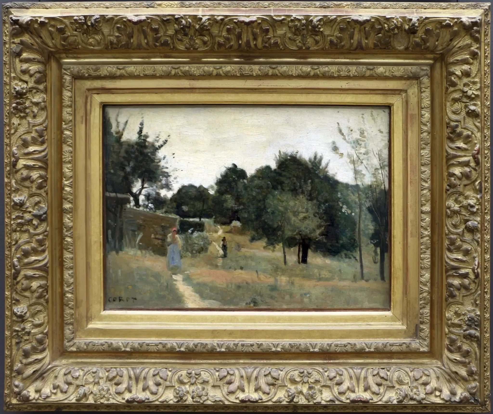 Marcoussis. Un verger, le matin - Jean-Baptiste Camille Corot image 1 reproduction artisanale de tableau