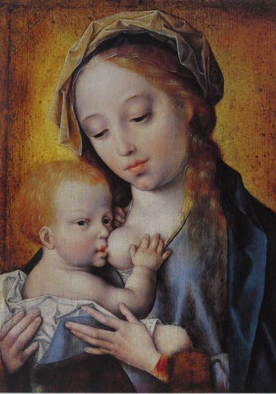 Marie enceinte - Joos van Cleve image 1 copie de tableau peinte à la main