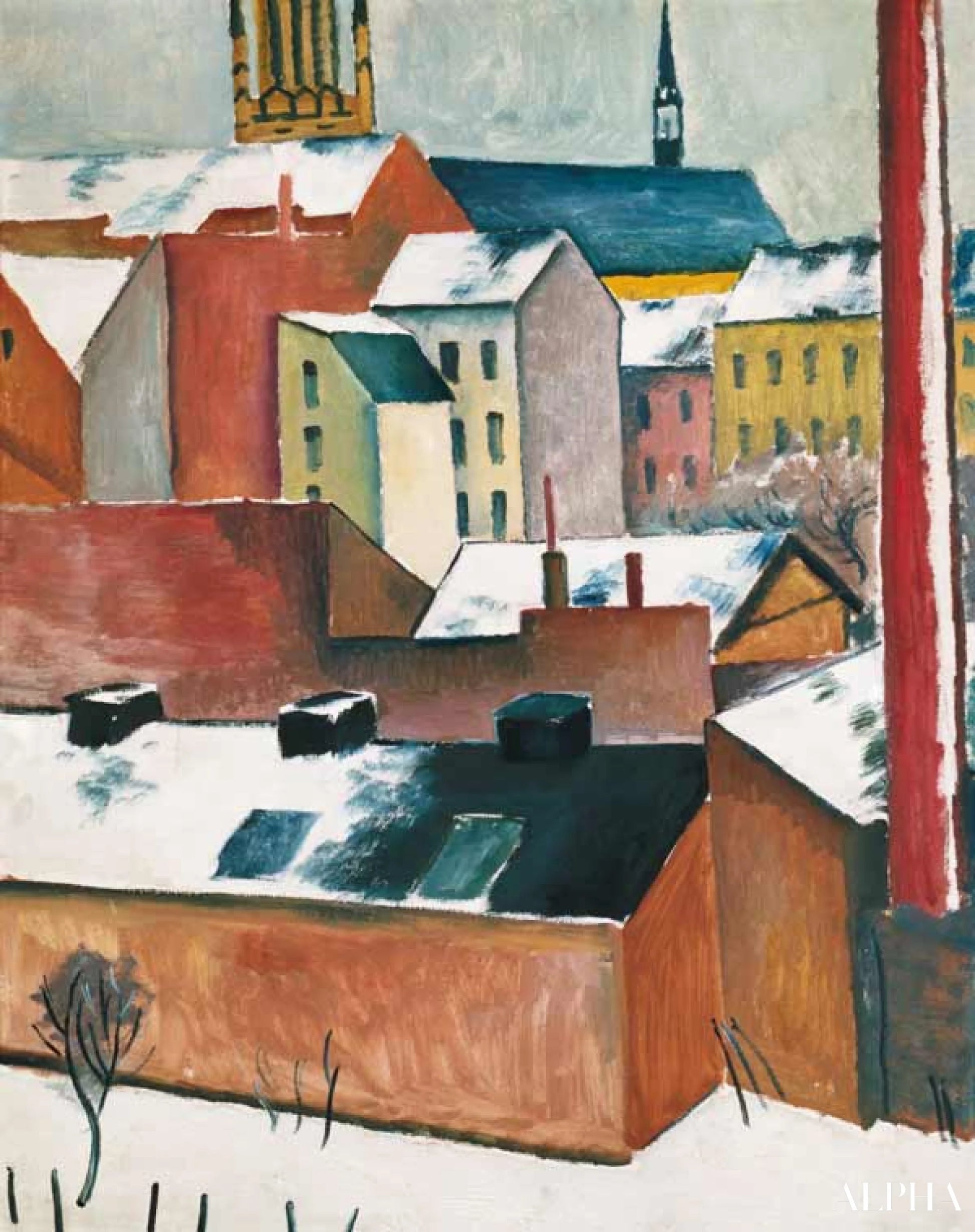 雪の中のマリス教会 - August Macke - 高級絵画および絵画の複製