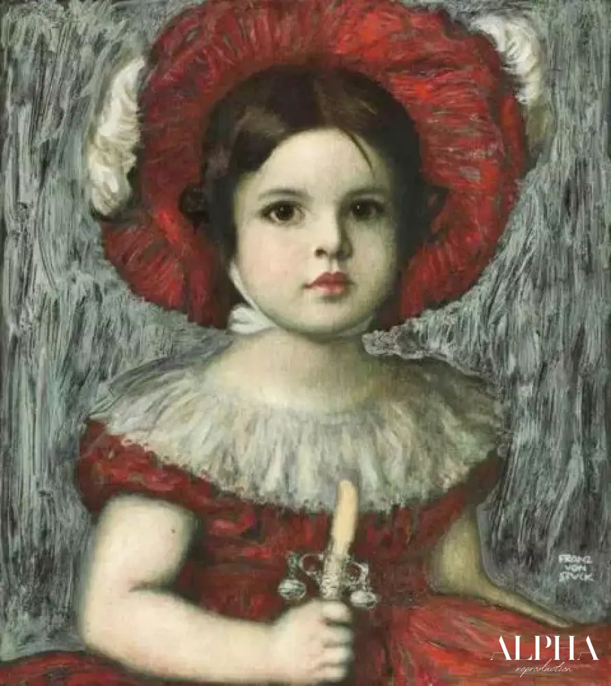 Mary la fille de l’artiste au chapeau rouge - Franz Von Stuck Reproductions de tableaux à la peinture à l’huile