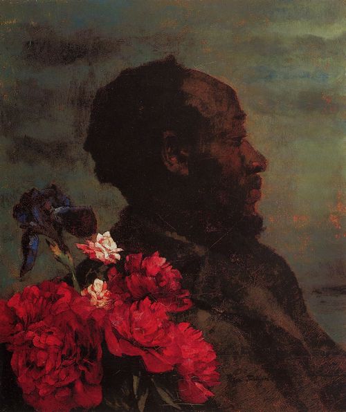 Maure aux pivoines par Wilhelm Trübner, peinture de pivoines