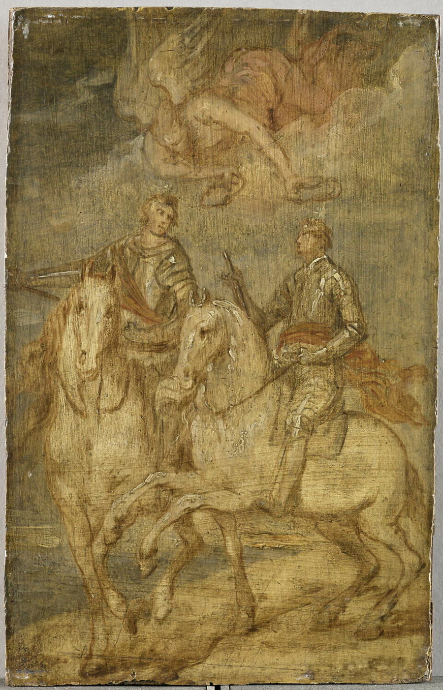 Maurice (1567-1625) et son demi-frère Frédéric-Henri de Nassau (1584-1647) à la bataille de Nieuwpoort en 1600. Un génie ailé les couronne du signe de la victoire - Thomas Willeboirts
