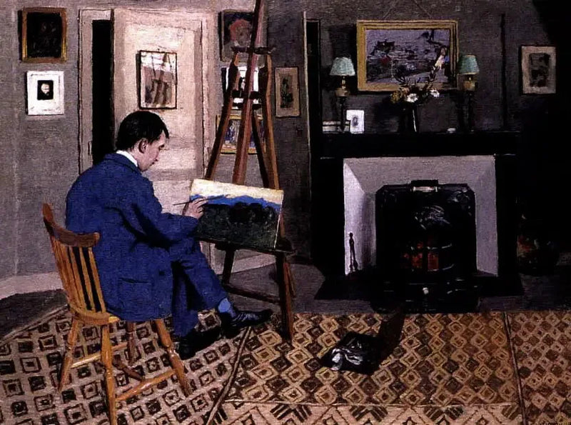 フェリックス・ヴァロットンの工房でのマックス・ロドリゲス＝エンリケス、義父の息子

Source:
Max Rodriguez-Henriques dans l'atelier de Félix Vallotton, fils beau-père - Félix Vallotton