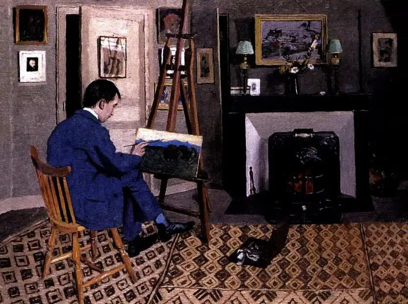 フェリックス・ヴァロットンの工房でのマックス・ロドリゲス＝エンリケス、義父の息子

Source:
Max Rodriguez-Henriques dans l'atelier de Félix Vallotton, fils beau-père - Félix Vallotton