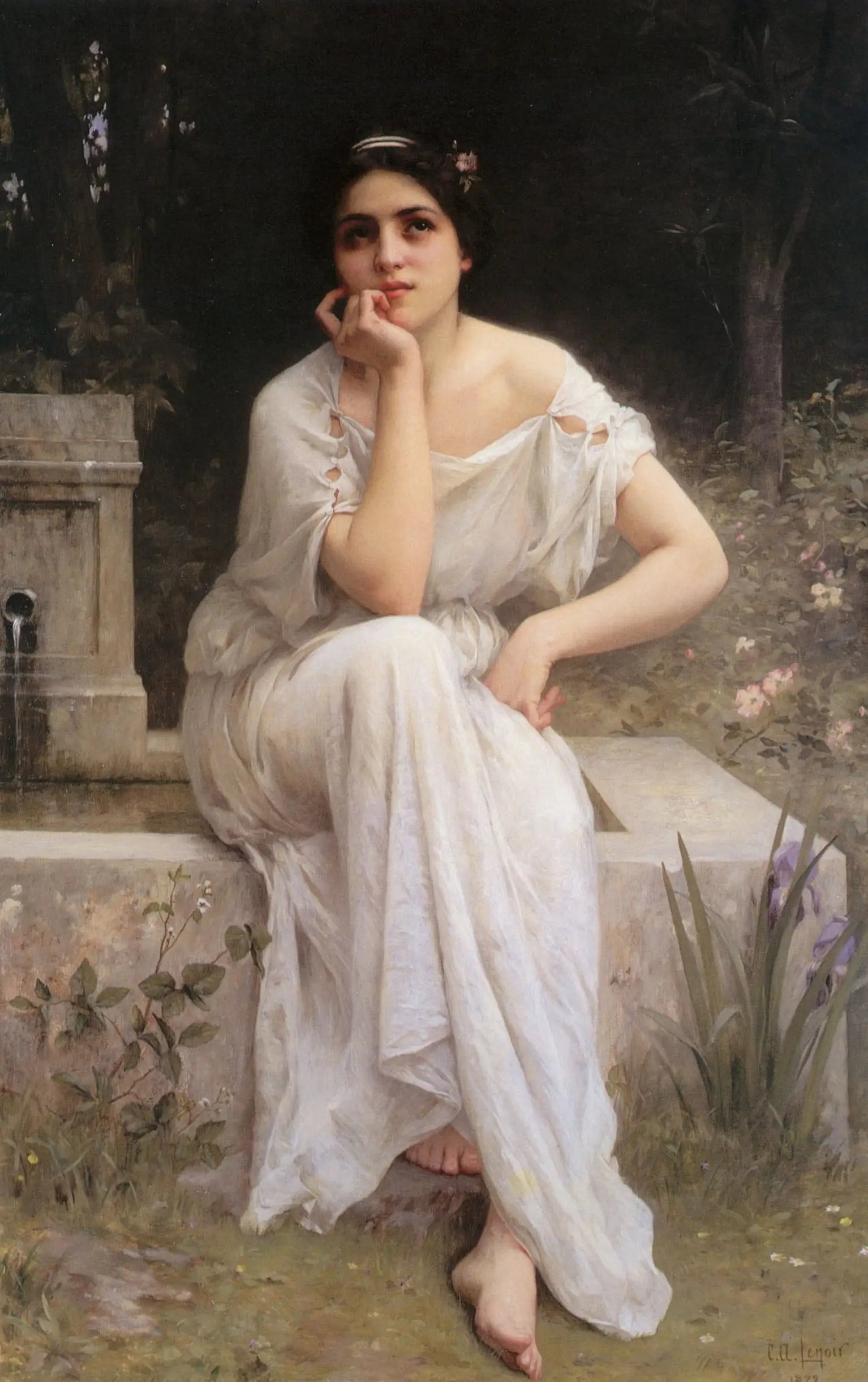 Méditation - Charles Amable Lenoir image 1 copie peinte à la main à l’huile