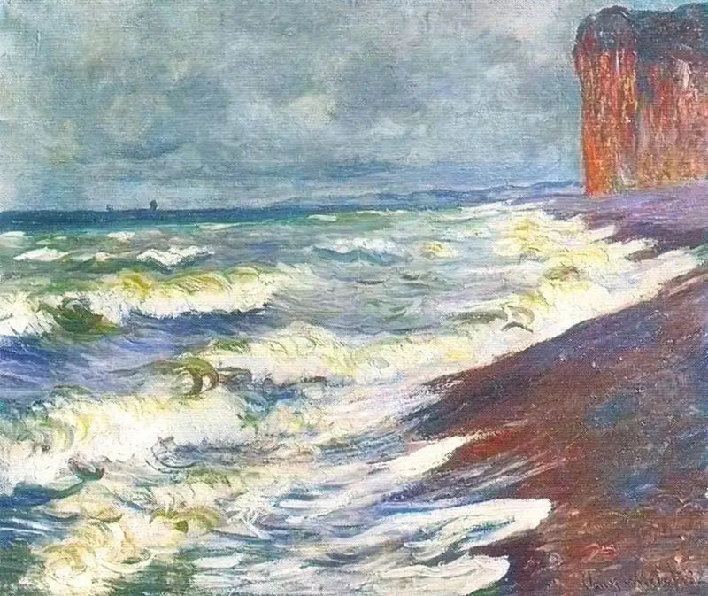 プールヴィルの荒れた海 - クロード・モネ