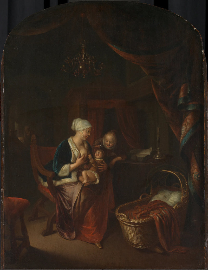 Une mère allaitant son enfant - Artiste inconnu du Rijksmuseum