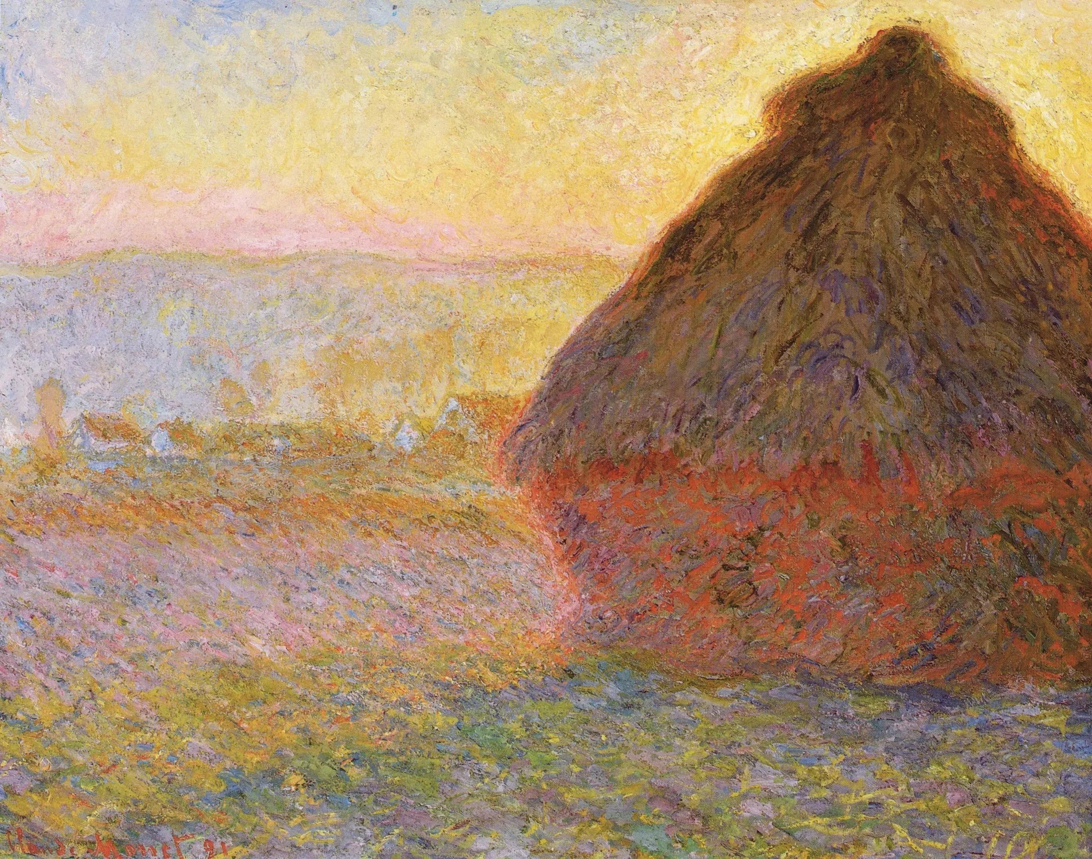 meule de paille au coucher du soleil - Claude Monet image 1 tableau peint à l’huile sur toile