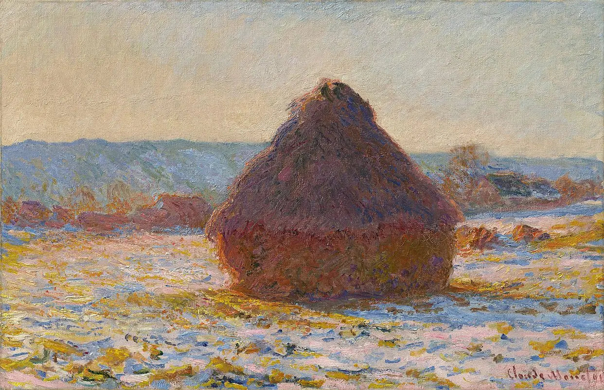 Meule, effet de neige, soleil - Claude Monet image 1 reproduction de peinture à l’huile