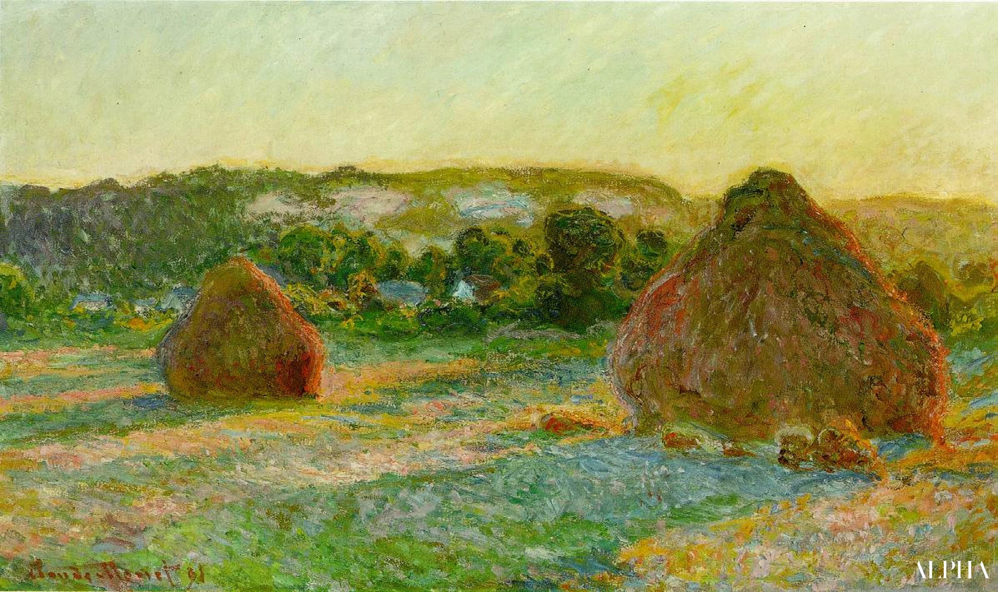 夏の終わりの麦わらの山 - クロード・モネ - 高級絵画および絵画の複製
