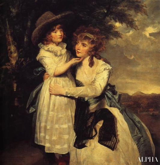 Mlle Cocks et sa nièce - Joshua Reynolds - Reproductions de tableaux et peintures haut de gamme