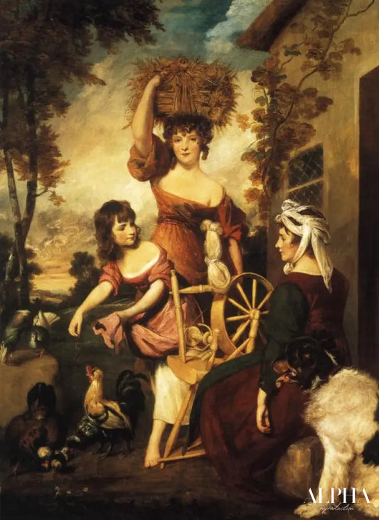 Mme et Mlle Macklin, avec Mlle Potts - Joshua Reynolds - Reproductions de tableaux et peintures haut de gamme