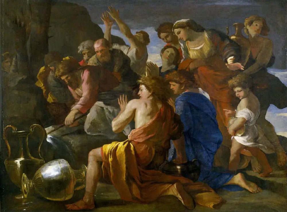 Moïse adoucissant les eaux de Marah - Nicolas Poussin image 1 reproduction de peinture à l’huile