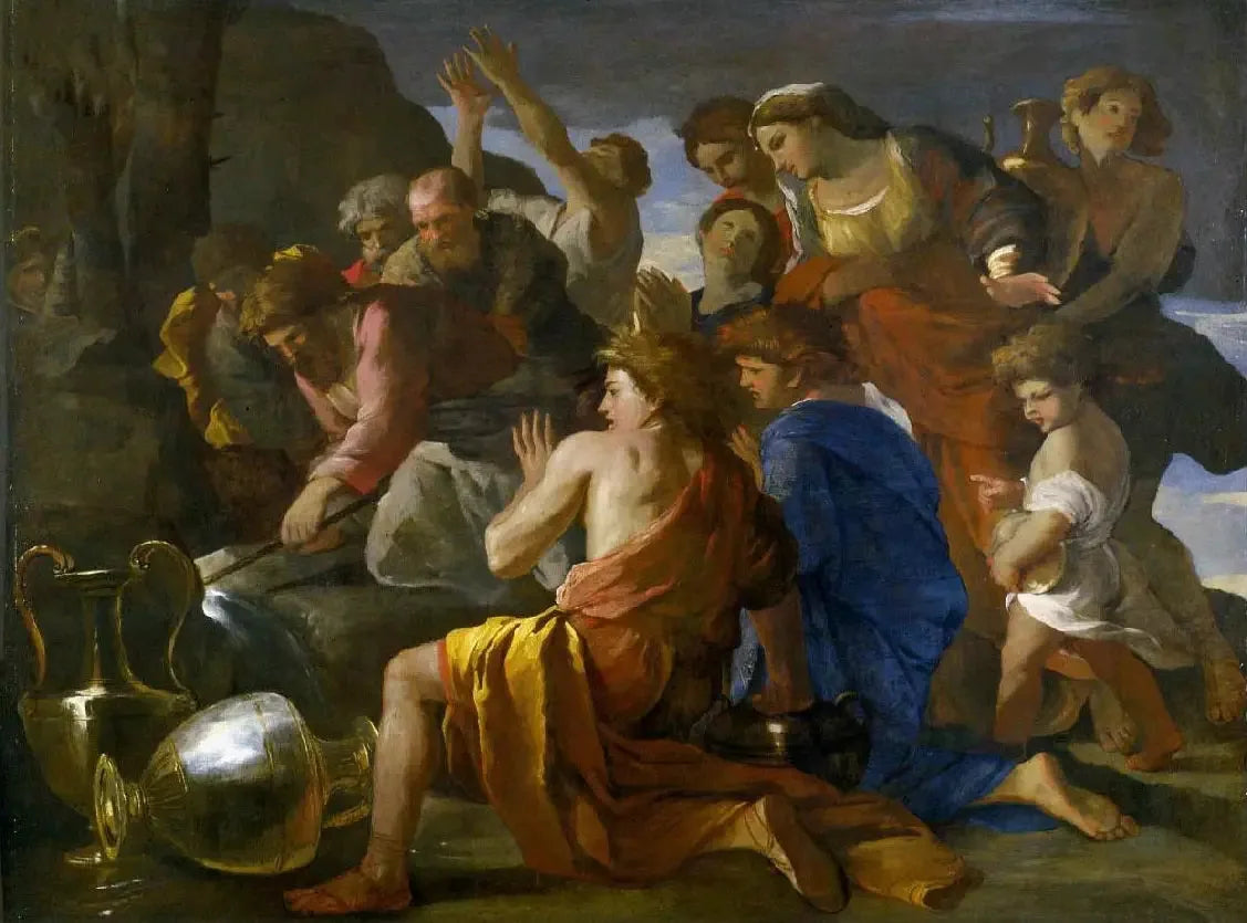 Moïse adoucissant les eaux de Marah - Nicolas Poussin image 1 reproduction de peinture à l’huile