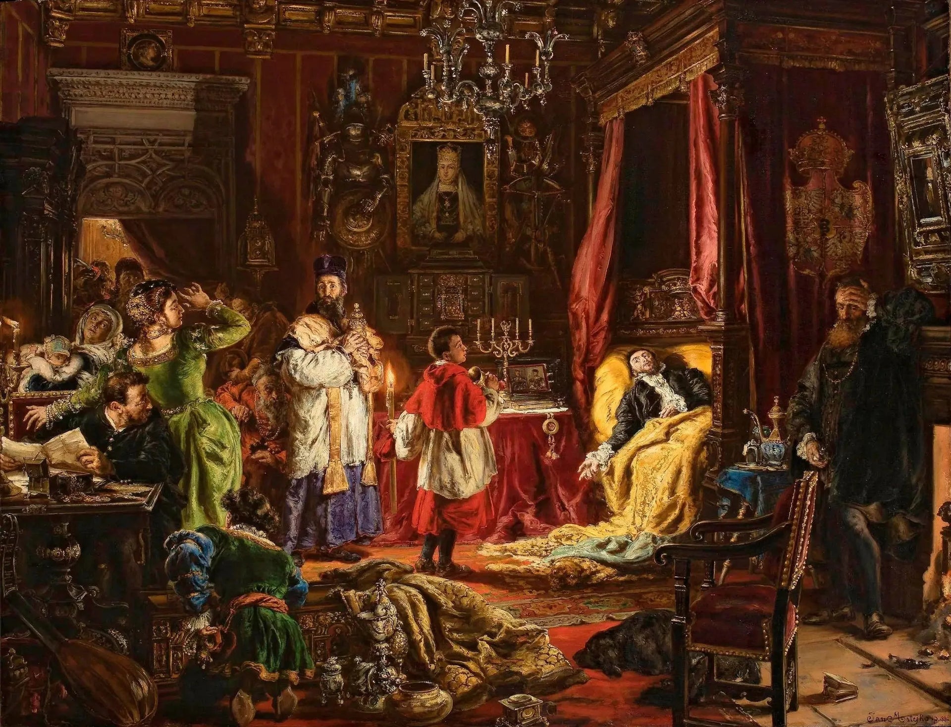 Mort de Sigismond Auguste à Knyszyn en 1572 - Jan Matejko image 1 reproduction artisanale de tableau