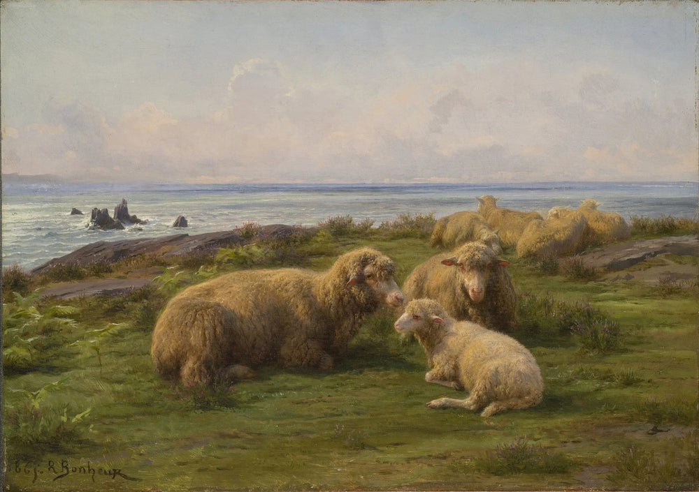 Moutons au bord de la mer - Rosa Bonheur image 1 reproduction réalisée par Alpha Reproduction