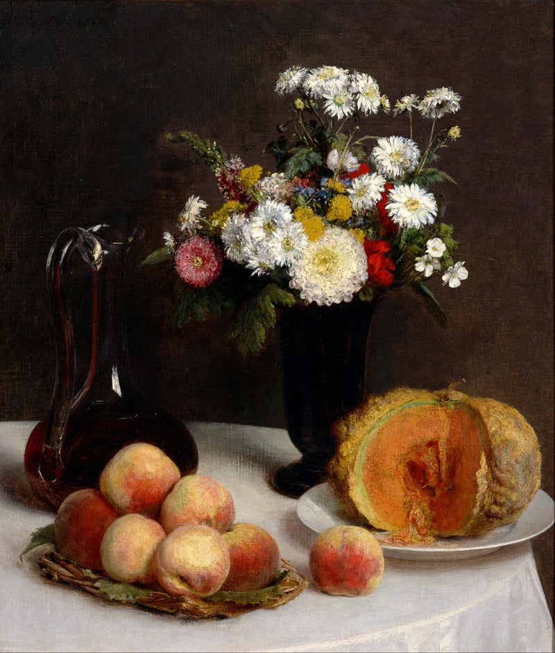 静物画：水差し、花と果物 - アンリ・ファンタン＝ラトゥール

Source:
Nature morte à la carafe, aux fleurs et aux fruits - Henri Fantin-Latour