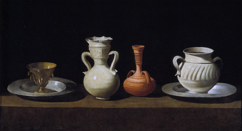 静物画：壺と果物 - フランシスコ・デ・ズルバラン