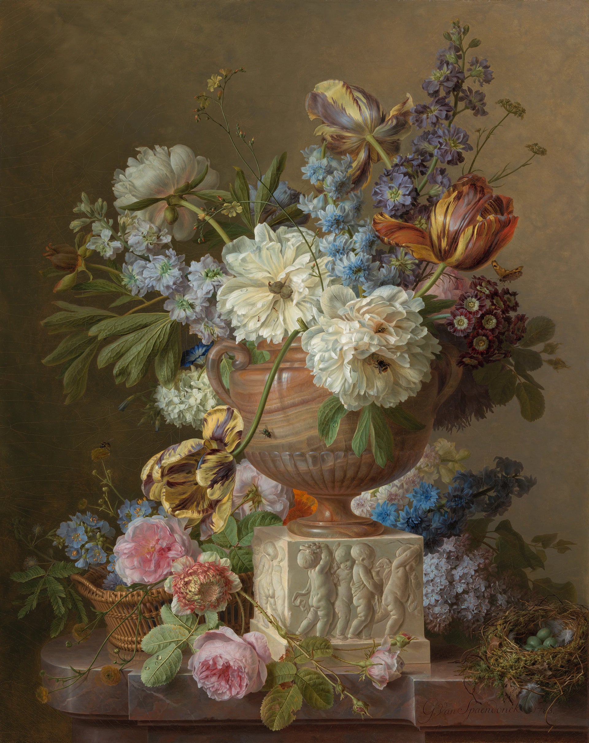Nature morte aux fleurs avec vase en albâtre - Gérard van Spaendonck