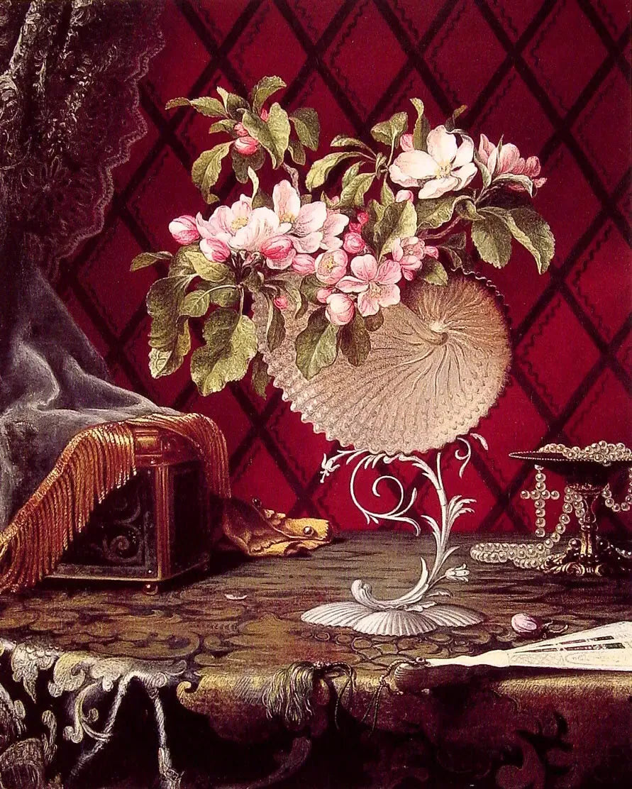 Nature morte aux fleurs de pommier dans une coquille de nautile - Martin Johnson Heade image 1 reproduction réalisée par Alpha Reproduction
