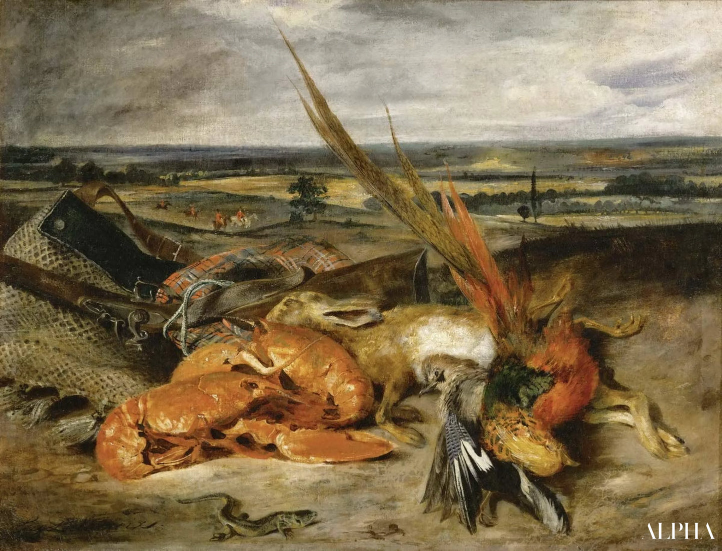 ロブスターの静物 - Eugène Delacroix - 高級絵画および絵画の複製