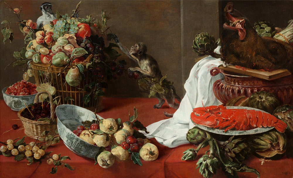 Nature morte avec des singes - Frans Snyders image 1 tableau peint à l’huile sur toile