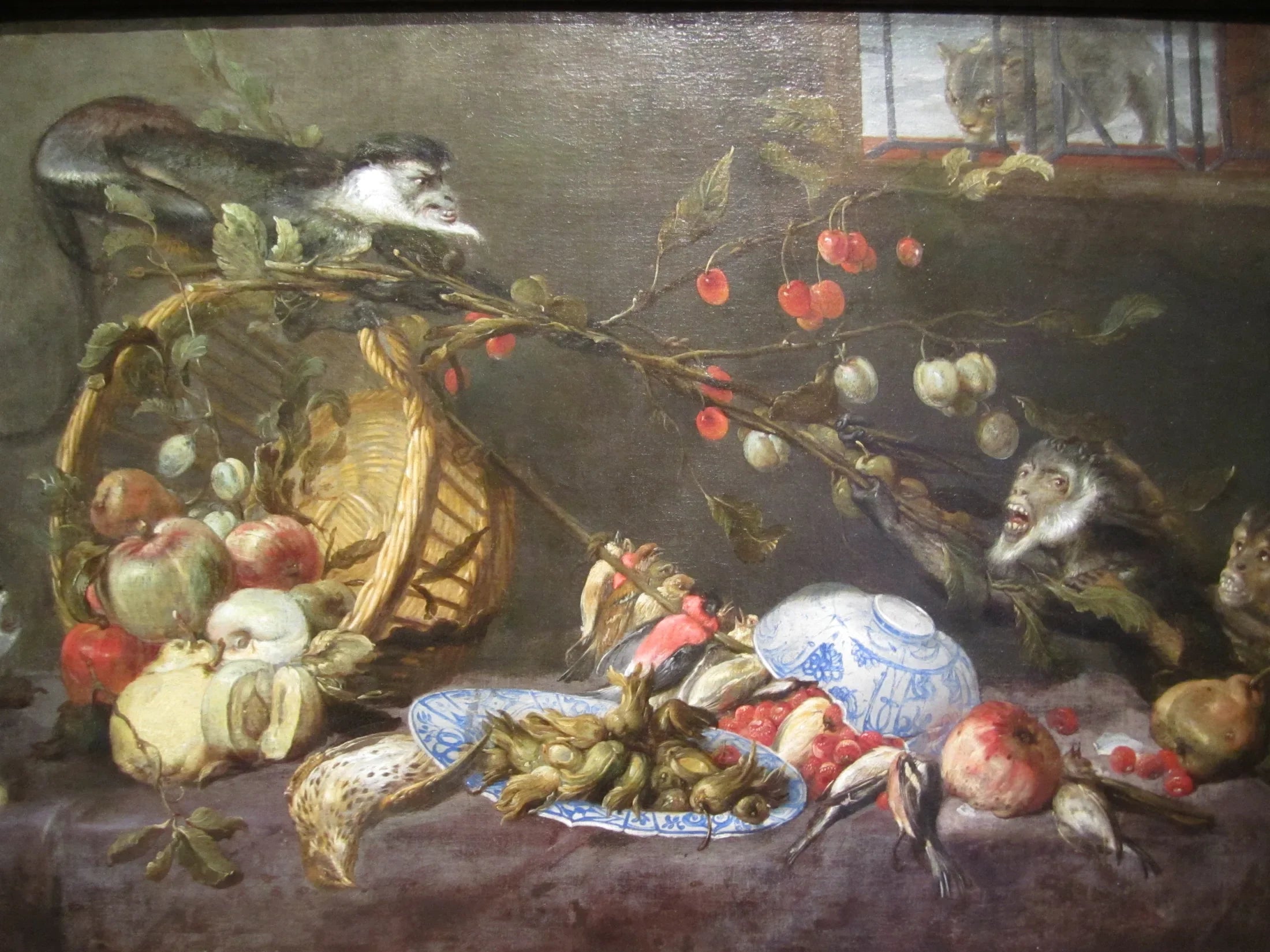 Nature morte avec des singes qui se battent - Frans Snyders image 1 reproduction de peinture à l’huile