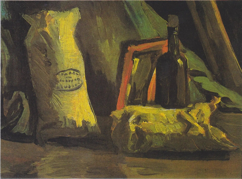 二つの袋と一本の瓶の静物画 - Vincent van Gogh