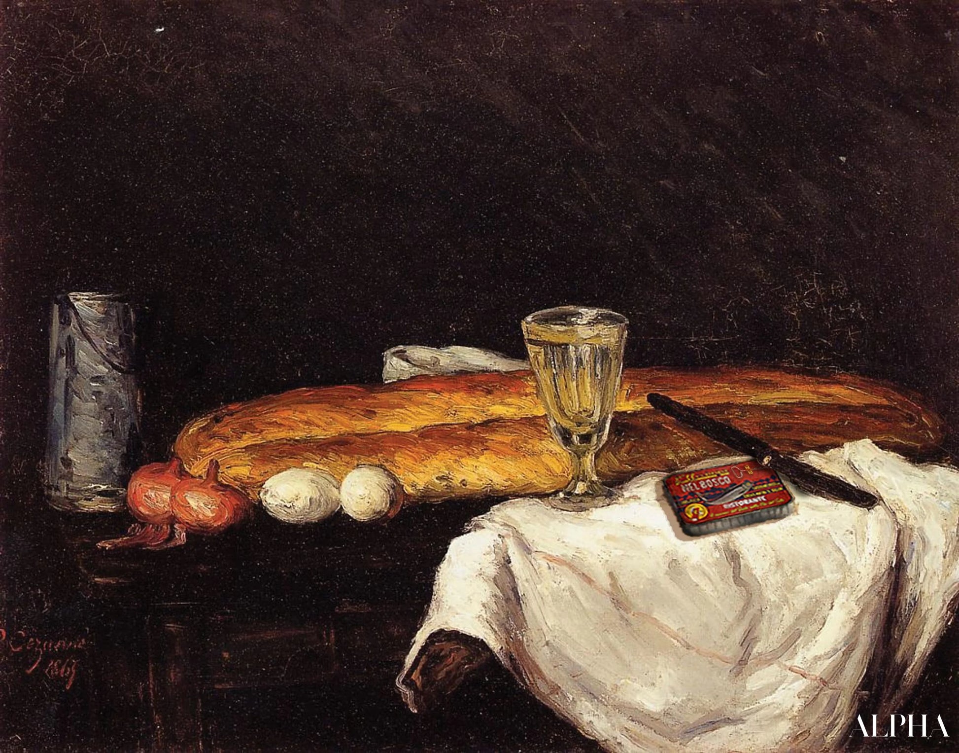 パンと卵の静物画 - ポール・セザンヌ - 高級絵画および絵画の複製