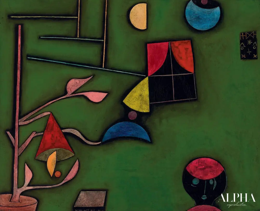 Nature morte avec plante et fenêtre - Paul Klee - Reproductions de tableaux et peintures haut de gamme