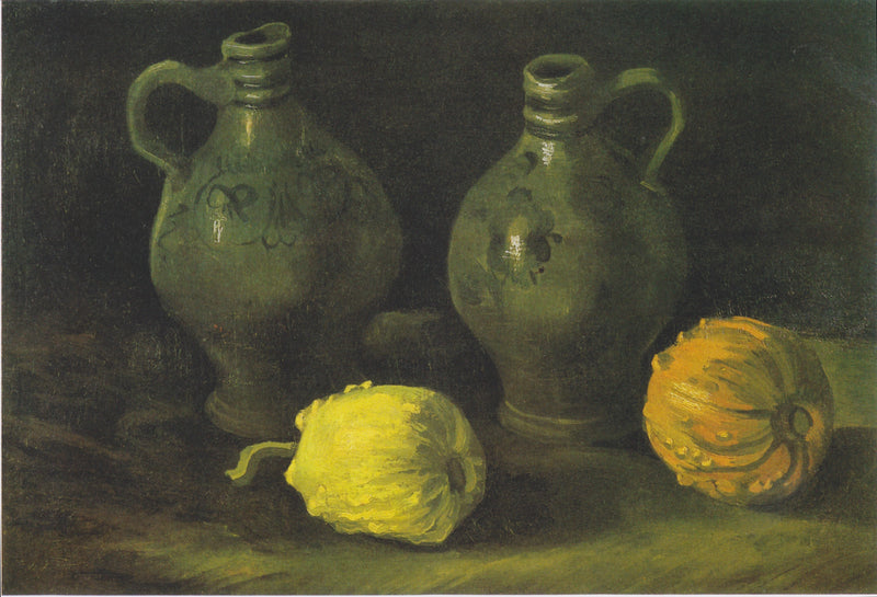 二つの瓶と二つのカボチャの静物 - Vincent van Gogh