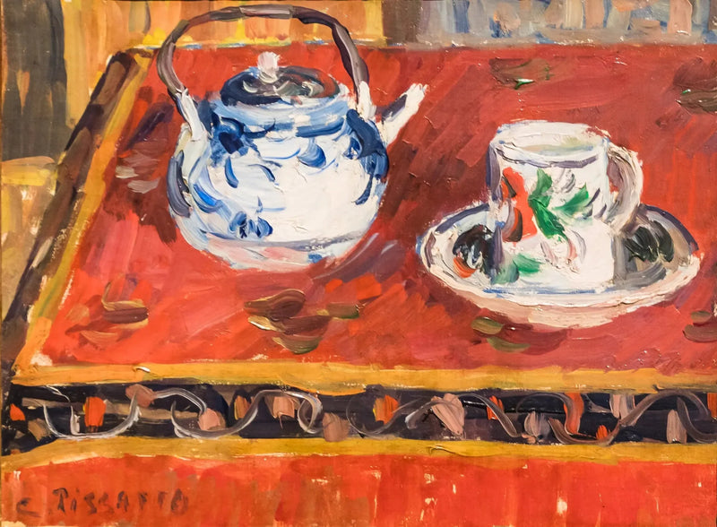 静物画、カップとティーポット - カミーユ・ピサロ