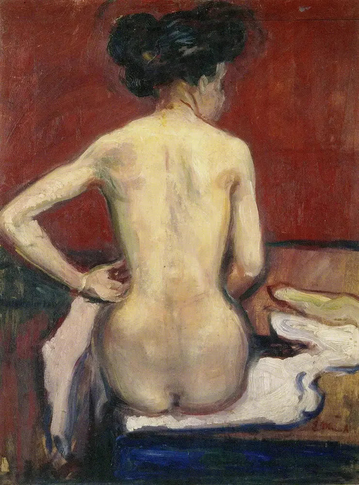 頭を向けた裸の座った女性 - エドヴァルド・ムンク