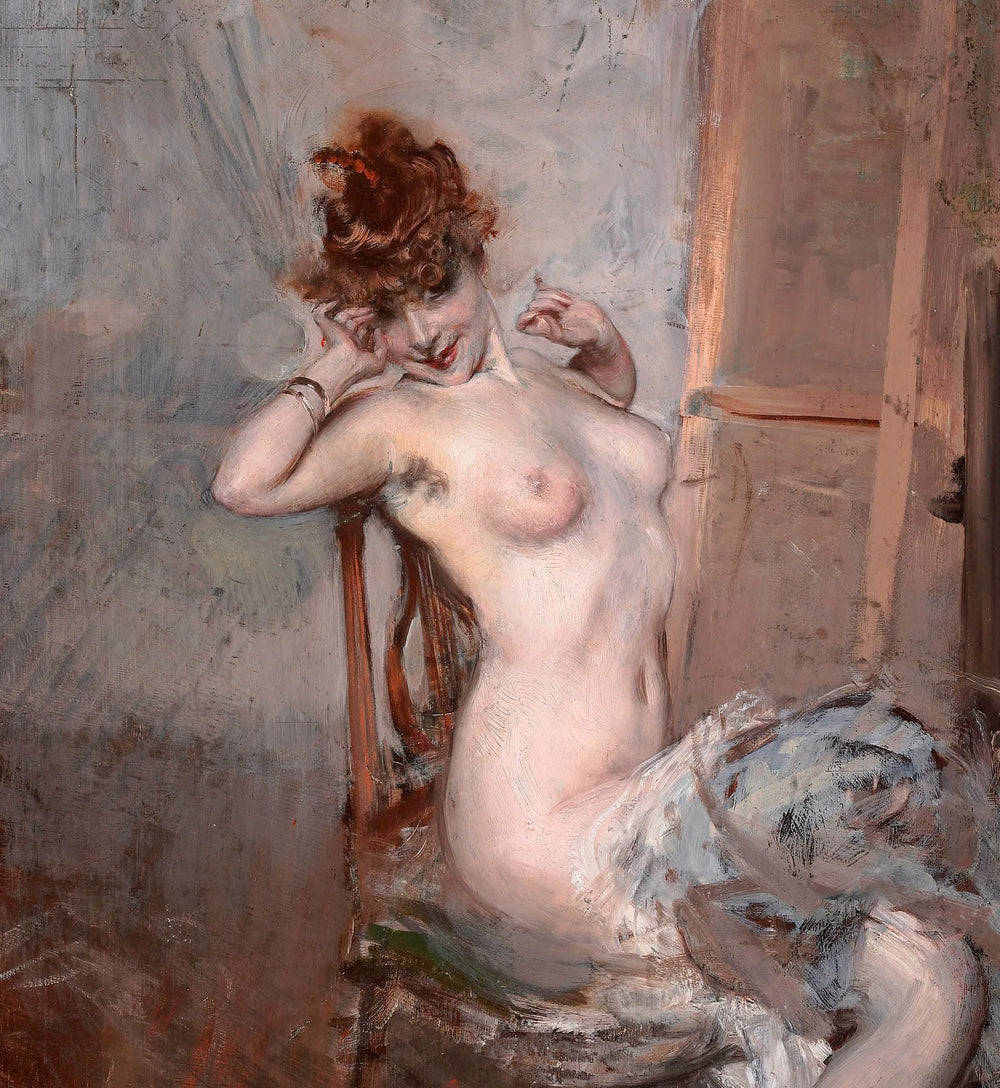 Nu de jeune femme assise - Giovanni Boldini image 1 reproduction artisanale de tableau
