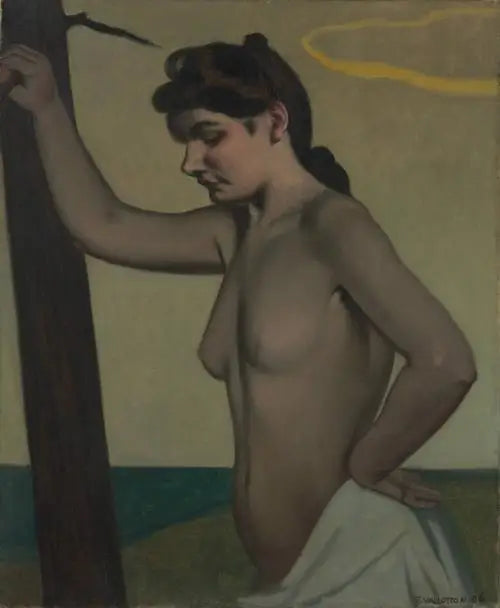 横顔は幹に寄りかかっている - フェリックス・ヴァロトン

Source:
Nu de profil s'appuie contre un tronc - Félix Vallotton