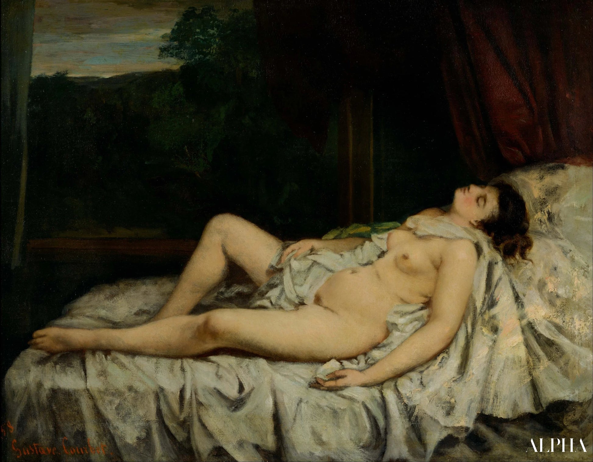 眠る裸婦 - ギュスターヴ・クールベ - 高級絵画および絵画の複製