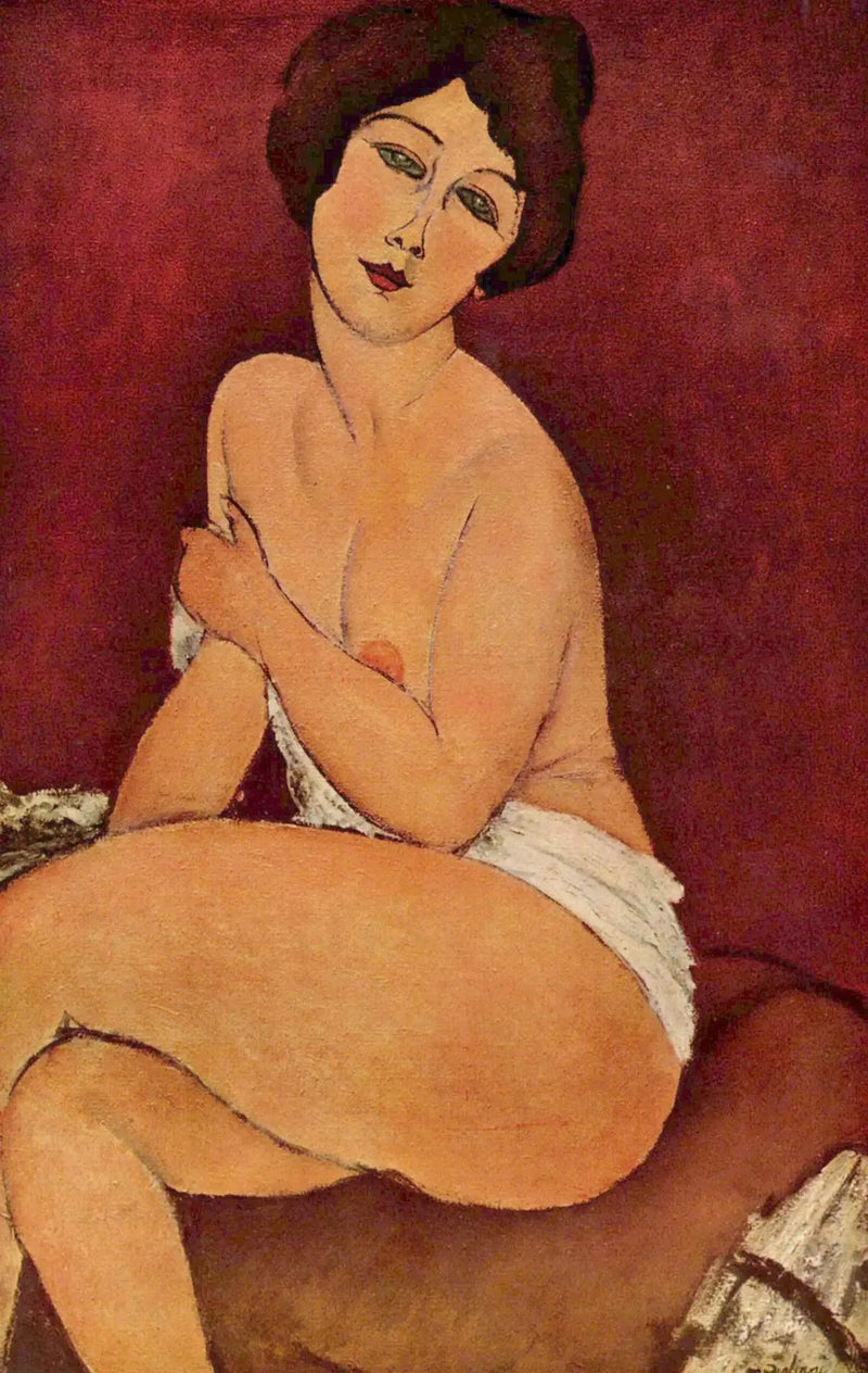 ソファに座る女性のヌード - アメデオ・モディリアーニ