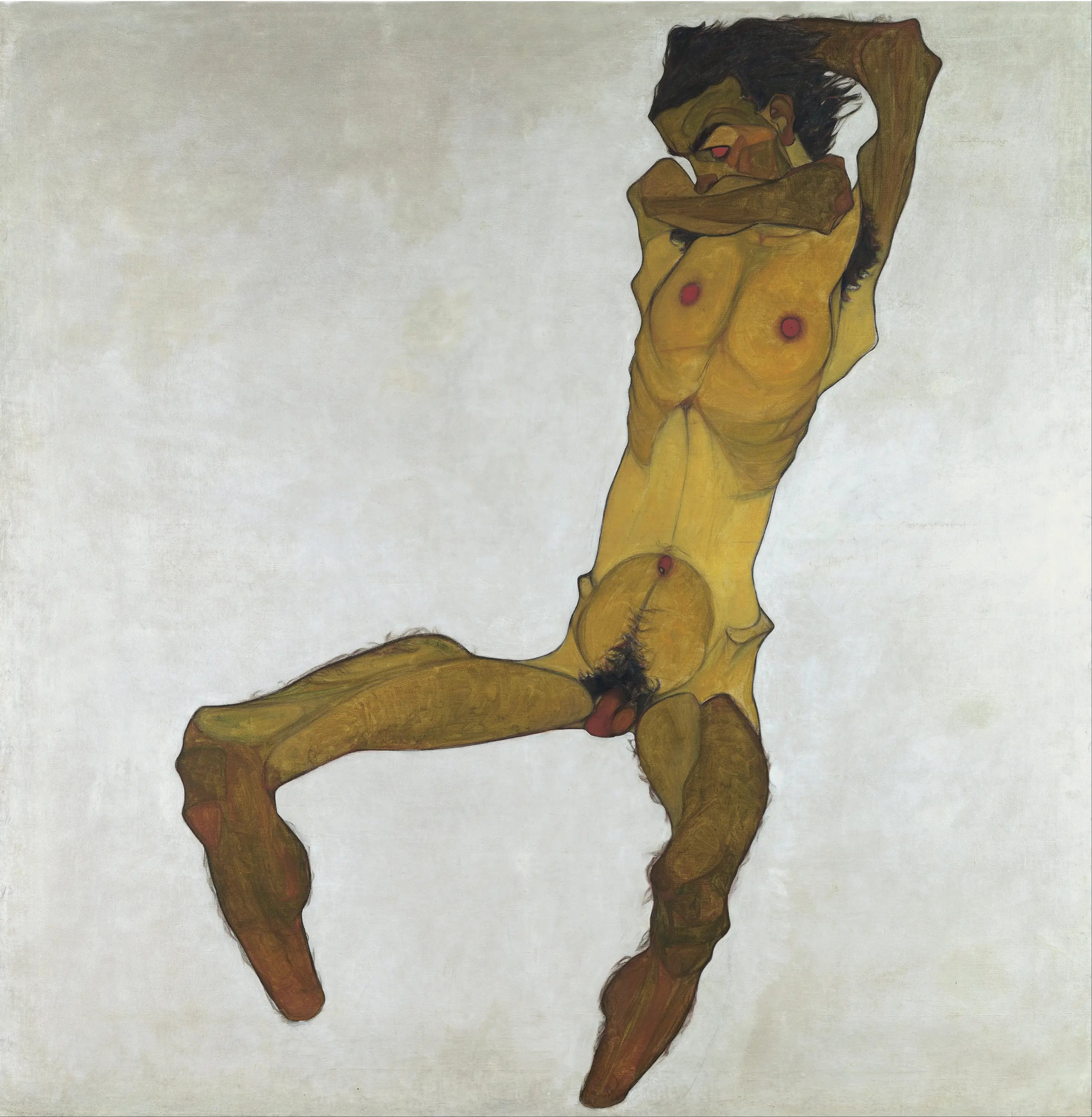 Nu masculin assis (Autoportrait) - Egon Schiele image 2 reproduction de peinture à l’huile