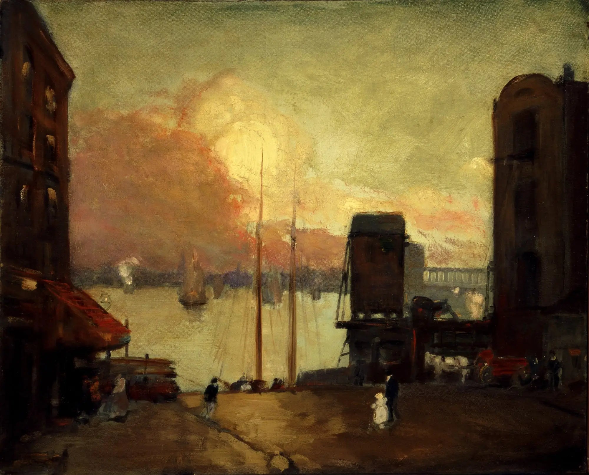 Nuages cumulus, East River - Robert Henri image 1 reproduction de peinture à l’huile