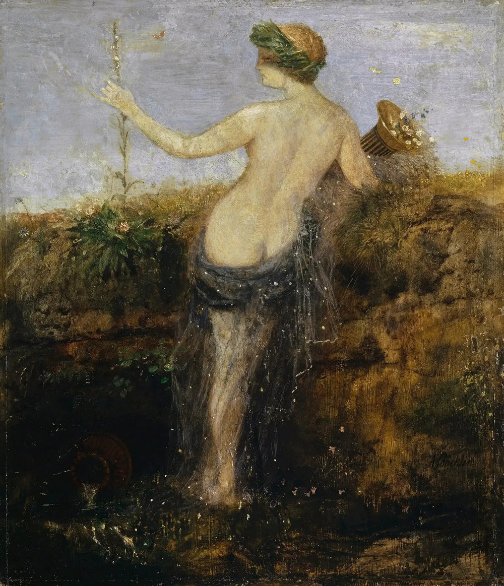 Nymphe à la corne d'abondance - Arnold Böcklin image 1 reproduction d’œuvre d’art à l’huile