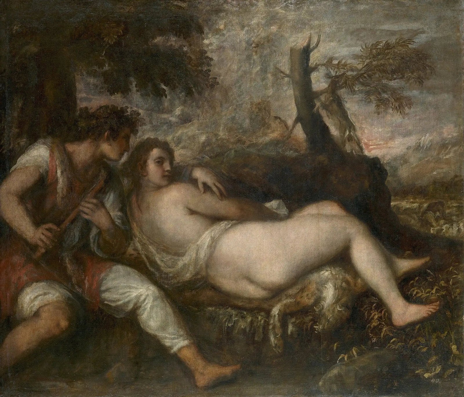 Nymphe et Berger - Titian image 1 copie de tableau peinte à la main