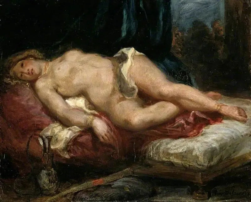 Odalisque allongée sur un divan - Eugène Delacroix image 1 reproduction artisanale de tableau