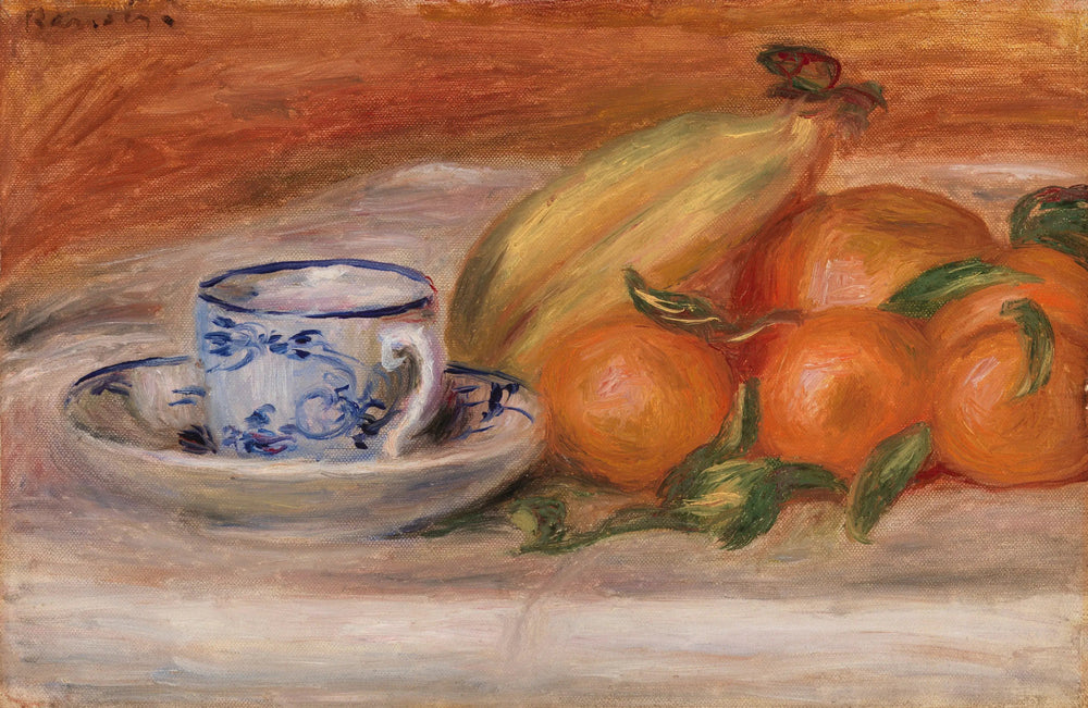 Oranges, bananes et tasse de thé (Oranges, bananes et tasse de thé) - Pierre-Auguste Renoir image 1 copie de tableau peinte à la main