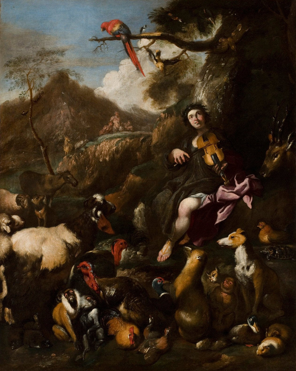 Orphée chantant aux animaux - Giovanni Benedetto Castiglione image 1 copie peinte à la main à l’huile